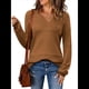 thumbnail image 3 of Suéter Informal de Larga con Cuello en V, Tejido Acanalado y Crochet Ligero para Mujer (Otoño 2025) Color Café L, 3 of 7