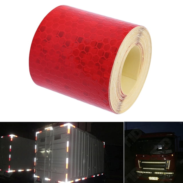 BESTYASH Red Reflective Tape with Hexagonal Pattern Prisms Weather Resistant for Vehicle and Equipment Safety