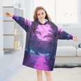 thumbnail image 5 of FORMRS Wearable Blanket Hoodie with Sleeves for Kids Cozy Flannel Sweatshirt, Pink Neon Road, 5 of 7