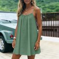 thumbnail image 2 of COMVALUE Open Back Summer Dress for Women Spaghetti Strap Summer Beach Flowing Sundress Swing Solid Color Sundress Light Green XXL, 2 of 7
