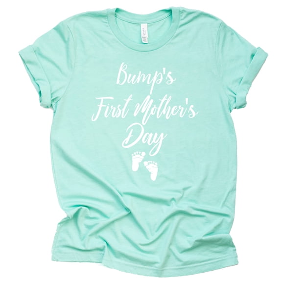 Bump's First Mother's Day Shirt, Pregnancy Announcement Shirt, Pregnancy Gift, Baby Reveal, New Mom Shirt (Mint, Small)