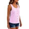 thumbnail image 6 of Stripe Tank Top for Women Crew Neck Sleeveless Loose Fit Button up Casual Tee Shirts Summer Fashion Tunic Tops Blouse Pink, 6 of 7