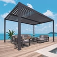 thumbnail image 6 of Heynemo 12'x16' Adjustable Louvered Pergola, Metal Hardtop Pergola with Adjustable Roof, Heavy-Duty Outdoor Pergola for Patio, Deck, Garden, Yard, Black, 6 of 10