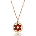 thumbnail image 2 of IGI Certified RVLA Romance Victory 18k Rose Gold Natural Diamond Red Agate Necklace (0.049cttw, G-H color, VS2-SI1 clarity), 17” (16"+1” extender), 2 of 7