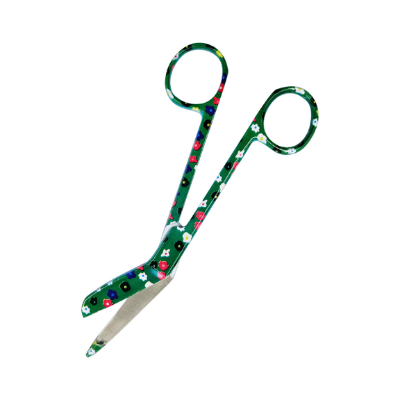 Artzone Lister Bandage Scissors - 5.5-Inch Cynamed Stainless Steel Shears - Green Flowers