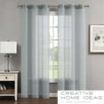 thumbnail image 5 of Mia Embellished Grommet Sheer Curtain Drape Panels, Set of 2 with Tiebacks, Light Grey, 38" x 96", 5 of 12