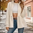 thumbnail image 2 of Bibifish Womens Jackets Fuzzy Full Zip Up Drawstring Waist Jackets With Side Pocket Relaxed Fit Warm Cozy Casual Daily Wear Stylish Jackets, 2 of 7