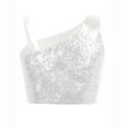 thumbnail image 4 of iiniim Girls Sparkly Sequin Sleeveless Off Shoulder Crop Top Dancewear for Party Club White 8, 4 of 7