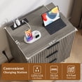 thumbnail image 4 of Aufeile Nightstand with Charging Station, 3 Drawer Nightstand for Bedroom, Fluted Bedside Table with USB Ports, Modern Wood Bedroom Side Table with Drawers, Dark Gray, 4 of 7