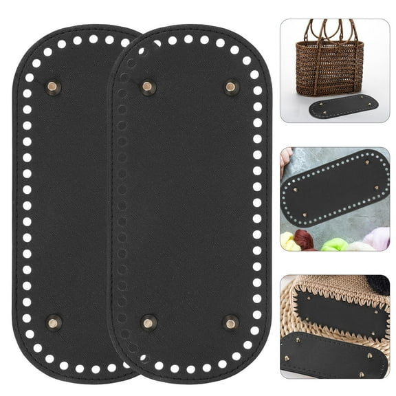 Pawsdot Weaving Bag Bottom Base Black PU for Decor Craft Projects 2Pcs