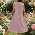 thumbnail image 3 of Fmbrln Linen Dresses for Women Sleeveless Crew Neck Midi Dress Summer Casual Loose Solid A-Line Dress Beach Vacation Sundress, 3 of 8