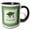 Black/White, variant on 3drose, Graduation Cap, Diploma, Faded Dots, Green Frame, Leaves, 2018, Green, 11oz Two-tone Black Mug