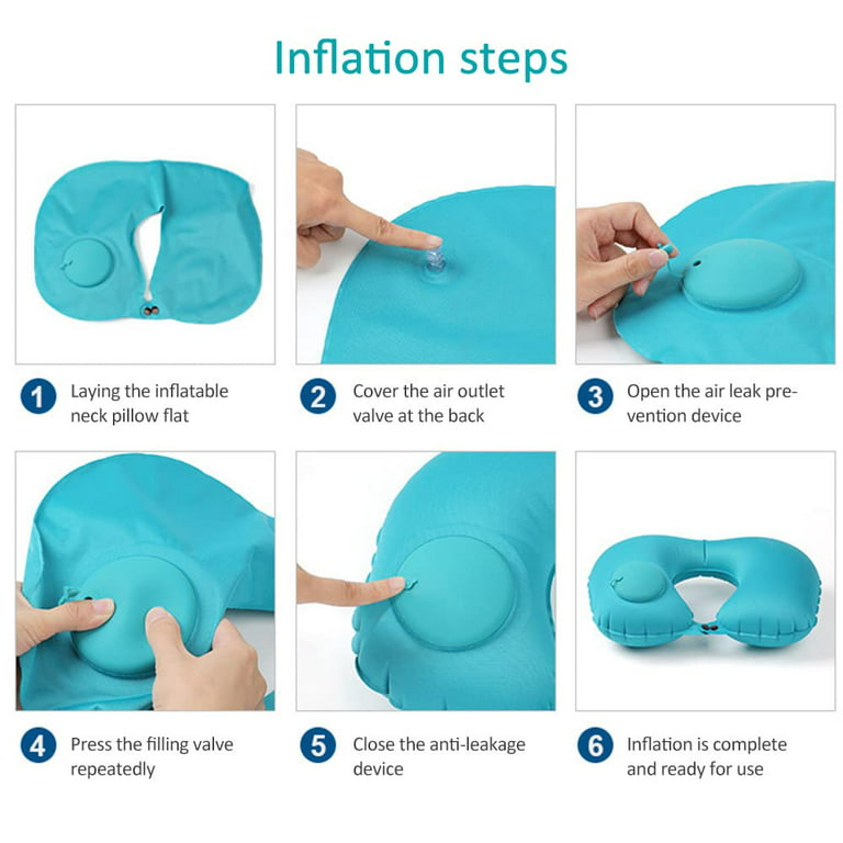Inflatable Travel Pillow, Adjustable Inflatable Neck Pillow, Portable  Inflatable Pillow U-Shaped with Eye Mask,Earplug and Carry Bag, for  Airplanes,Traveling,Lumbar Support, 1PC 