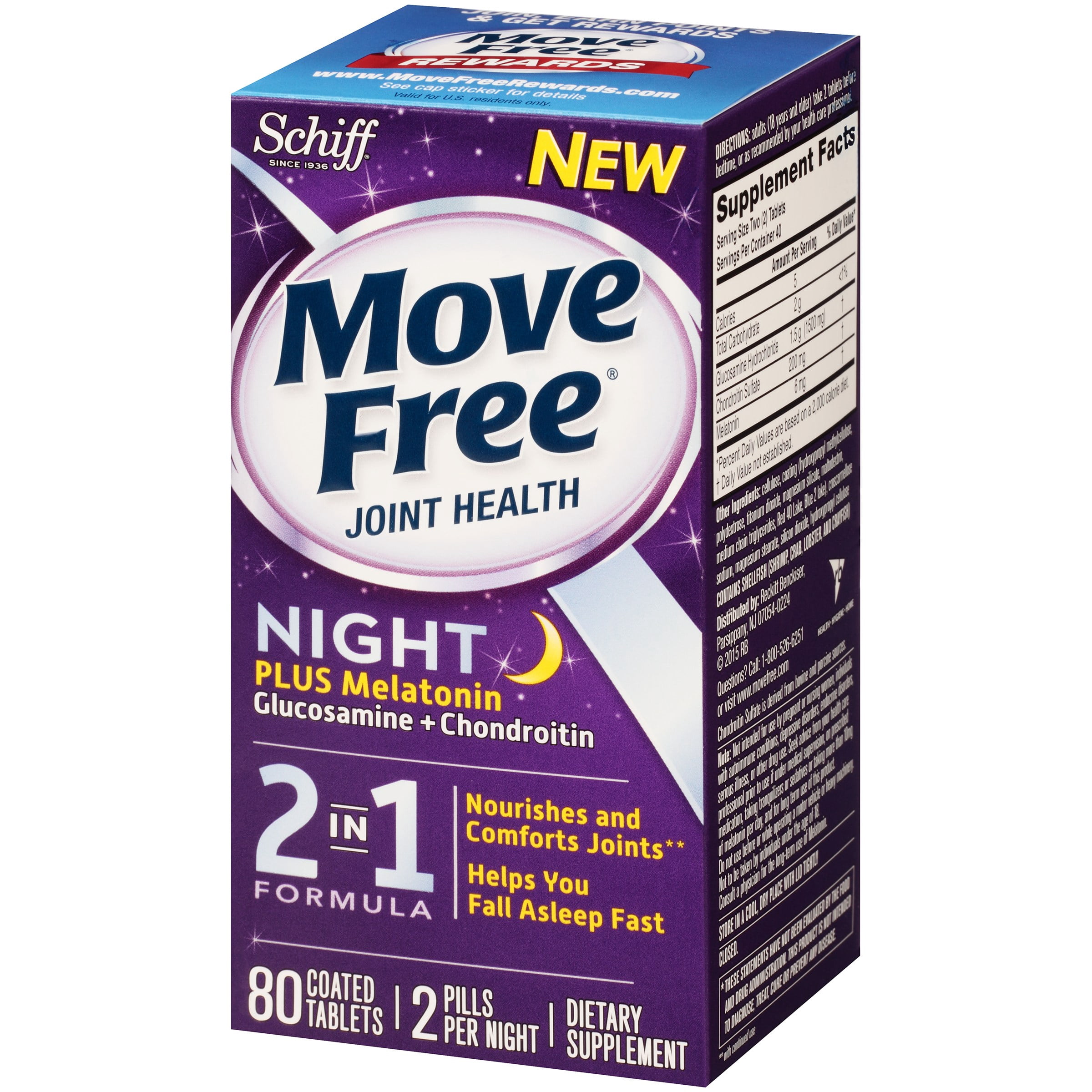 Schiff Move Free John Health Night Glucosamine Chondrotin Plus Melatonin 2 In 1 Formula 80 Ct Box Walmart Com Walmart Com