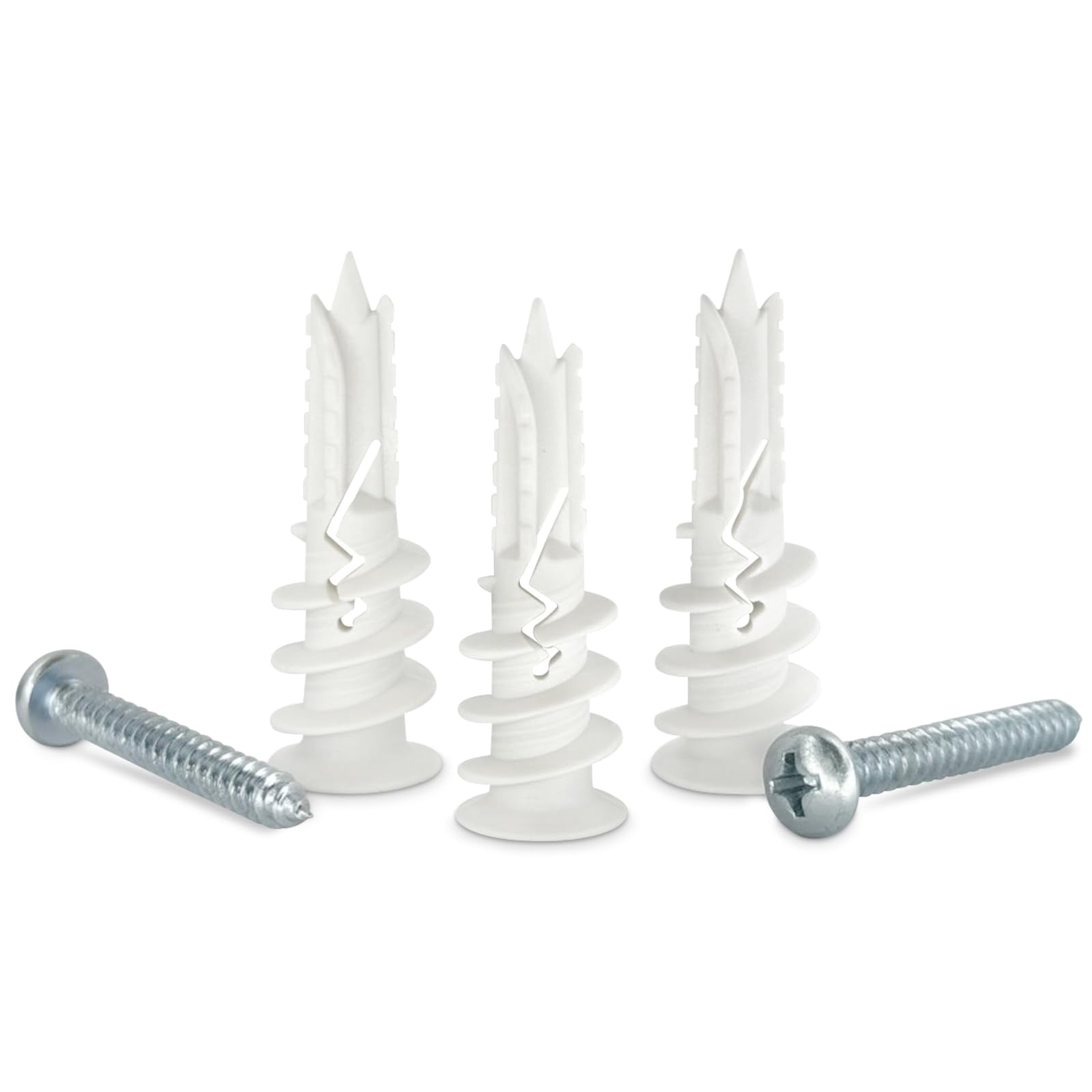#8 x 1-1/2" Nylon Self-Drilling Drywall Anchors with Screws (100 Anchors+100 Screws), No Pre Drill Hole Required, Hold Up to 75 Lbs