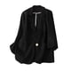 thumbnail image 2 of Chaquetas y abrigos casuales sin capucha de manga larga para mujer Chaqueta lisa con cuello vuelto Abrigo de manga larga Chaqueta de algodón y lino para mujer, 2 of 5