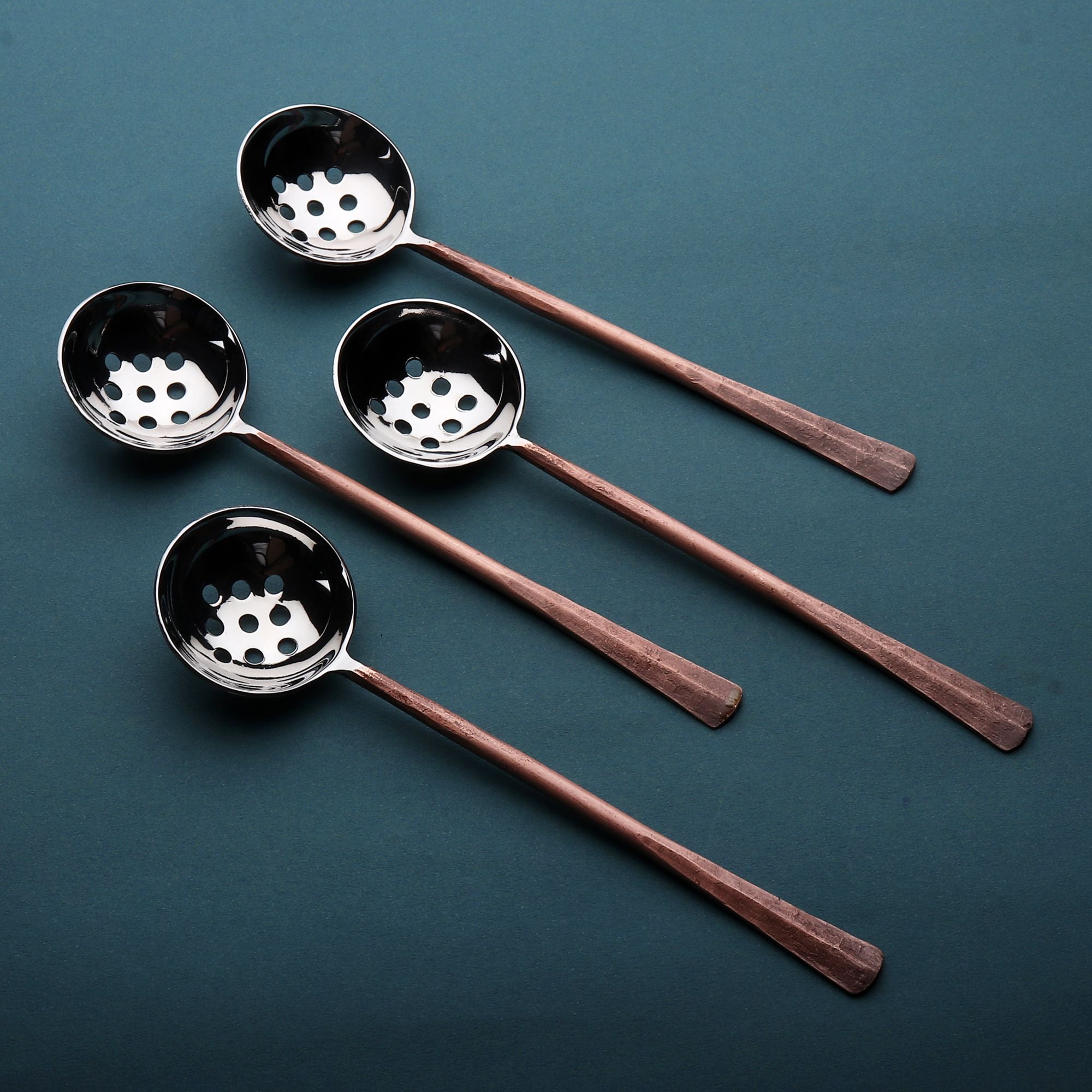 Ridge Design Copper Antique Olive Spoons 4 Pcs. Set