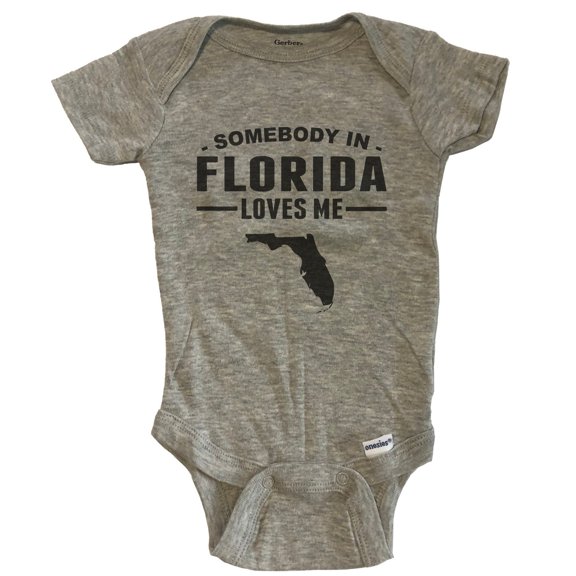 Somebody In Florida Loves Me Baby Bodysuit - Florida Baby Bodysuit - Grey