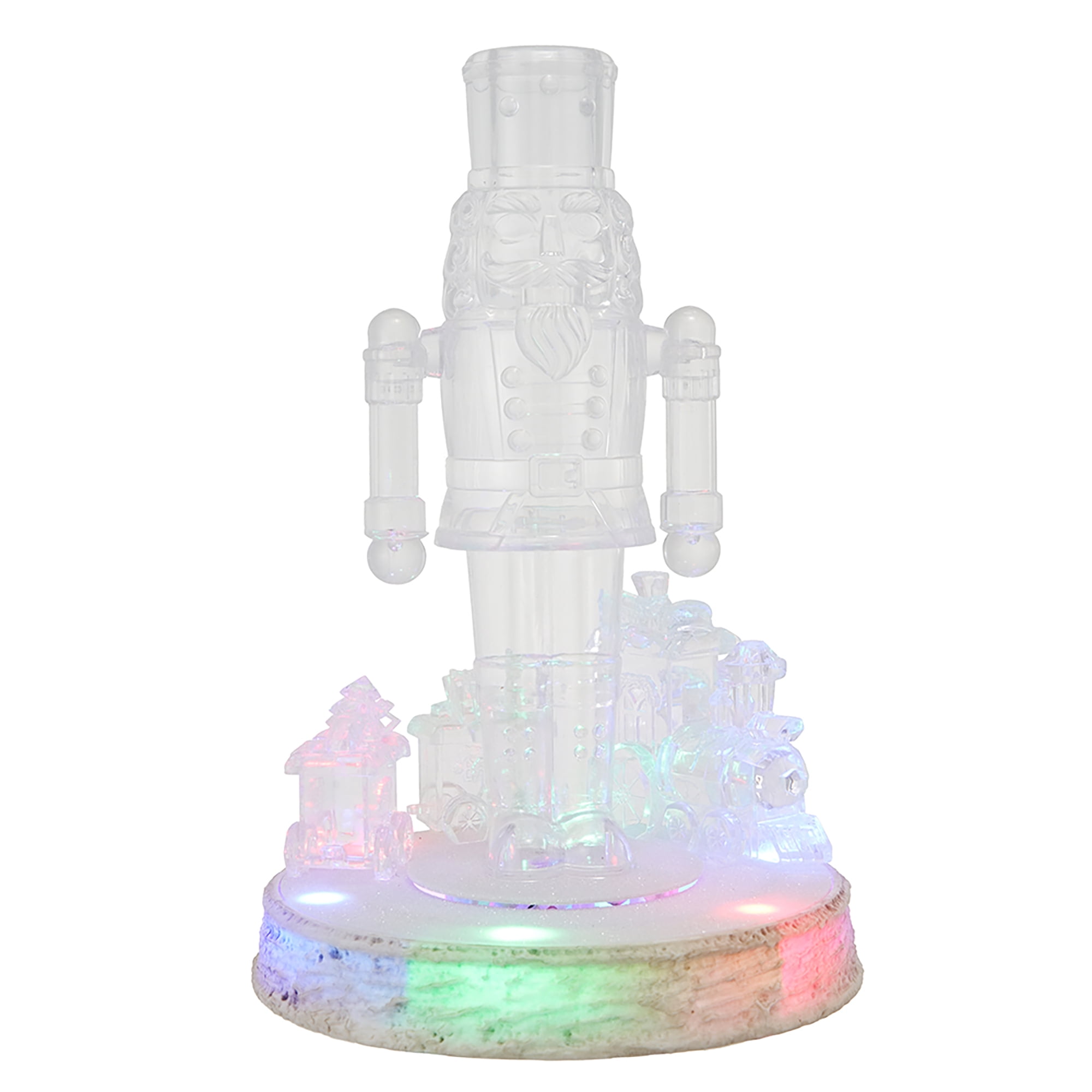 Light-Up and Musical Animated Acrylic Nutcracker with Train Christmas Decoration, Clear, 13", by Holiday Time