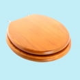 thumbnail image 2 of Renovator's Supply Golden Oak Finish Wooden Round Bathroom Toilet Seat Chrome Hinges, 2 of 7