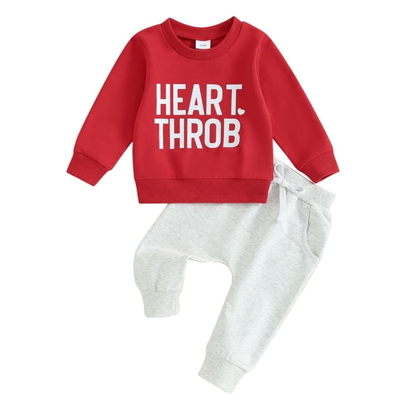Baby Boy Girl Clothing Sets 6M 12M 18M 24M 3Y Children Letter Print Pullover Sweatshirts Pants 2pc Kids Clothes Toddler Valentines Day Outfits