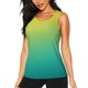 thumbnail image 1 of Balery Teal To Yellow Gradient Camiseta sin mangas estampada ligera para mujer, tops de entrenamiento sin mangas, camisetas de yoga transpirables de secado rápido.-XX-Large, 1 of 7