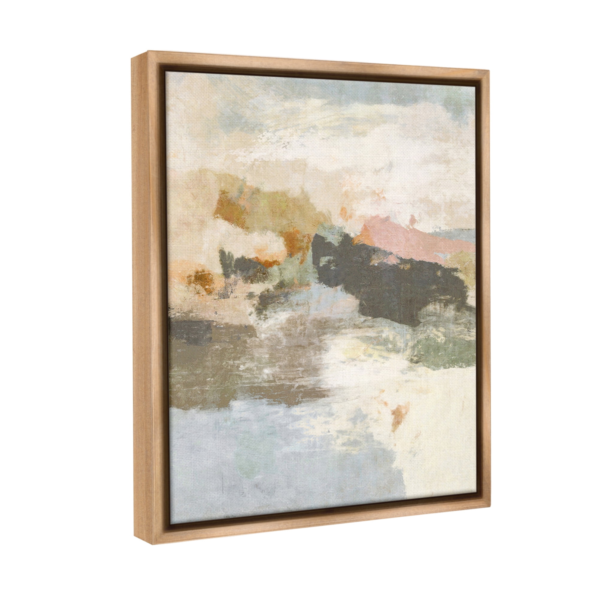 Stupell Industries Abstract Rustic Painting Abstract Painting Brown Floater Framed Canvas Art Print Wall Art, 25 x 31