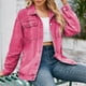 thumbnail image 3 of Chaqueta vaquera de manga larga sin capucha y abrigos de mezclilla de moda para mujer con solapa de color y mangas más delgadas, 3 of 3