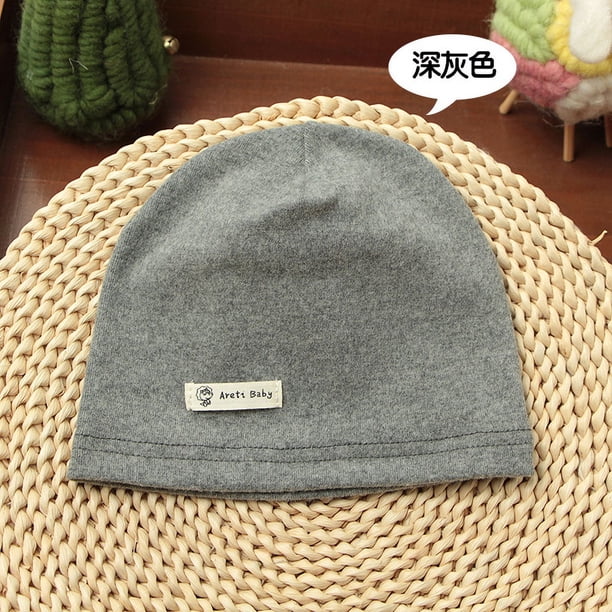 Gorro de punto de algodón para niños de una sola capa, fino, para primavera y otoño, gorro para bebé, gorro de color sólido para recién nacidos