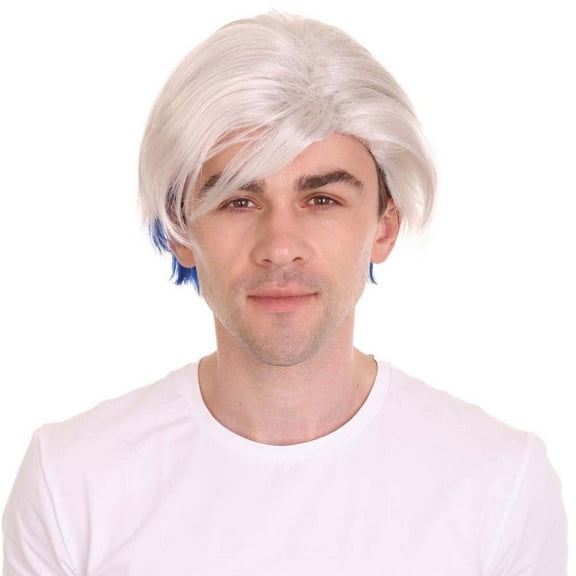 HPO Adult Movie Hero Wig | Silver Blue Cosplay Wigs for Halloween| Premium Breathable Capless Cap