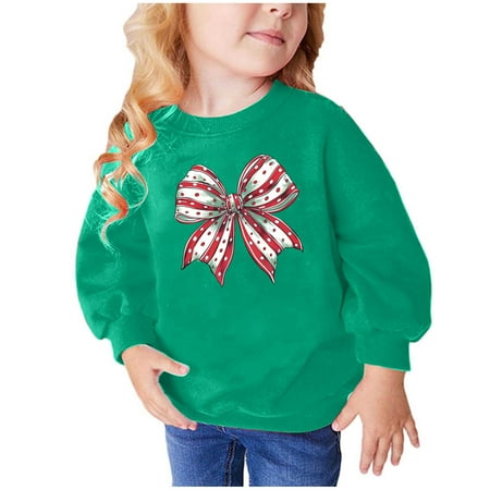 

Kaemgyyd Baby Boys Girls Christmas Pullover Cute Bow Long Sleeve Warm Sweatshirts Casual Crew Neck Sport Tops Fall Winter Clothes