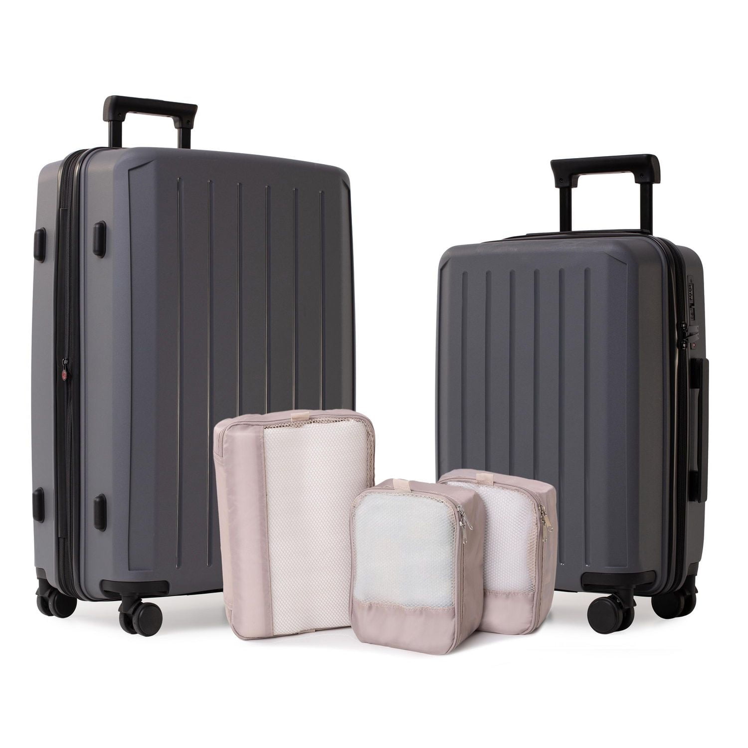 Ensemble de Bagages Rigides 5 Pièces : Valise Spinner 28", Bagage à main 20" et 3 Cubes de Rangement