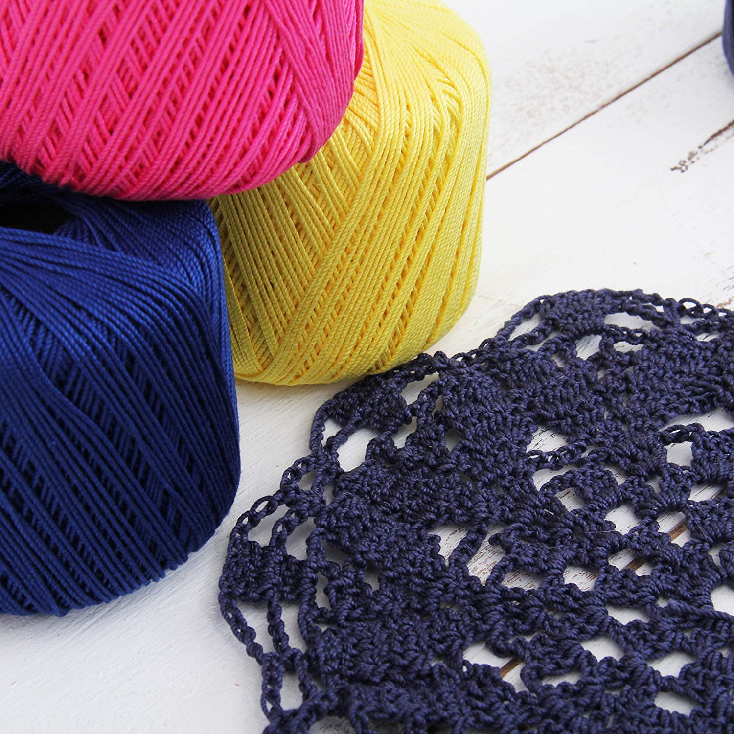 6 Ball Pack Threadart 100% Pure Cotton Multicolor Crochet Thread - Size 10 - Color 50 - Variegated Garden Greens