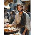 thumbnail image 1 of Qisvanset Framed Canvas Wall Art 12x16 Inch Bread Fish Jesus Feeds Boho Watercolor Gift Art, 1 of 5