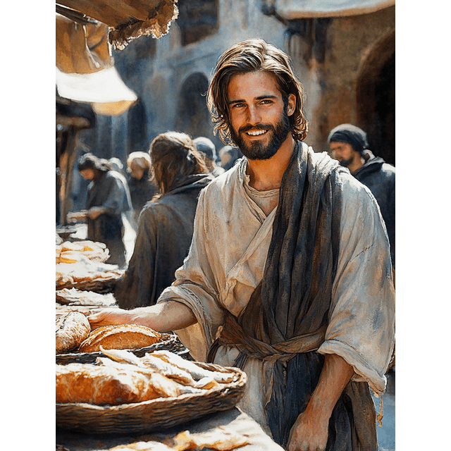 Qisvanset Framed Canvas Wall Art 12x16 Inch Bread Fish Jesus Feeds Boho Watercolor Gift Art