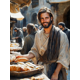thumbnail image 1 of Qisvanset Framed Canvas Wall Art 12x16 Inch Bread Fish Jesus Feeds Boho Watercolor Gift Art, 1 of 5