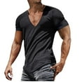 thumbnail image 1 of Camiseta de manga corta con cuello en V de punto transpirable para hombre - Top de verano ajustado y moderno, diseño estampado, perfecto con vaqueros, M-XXXL, 1 of 3
