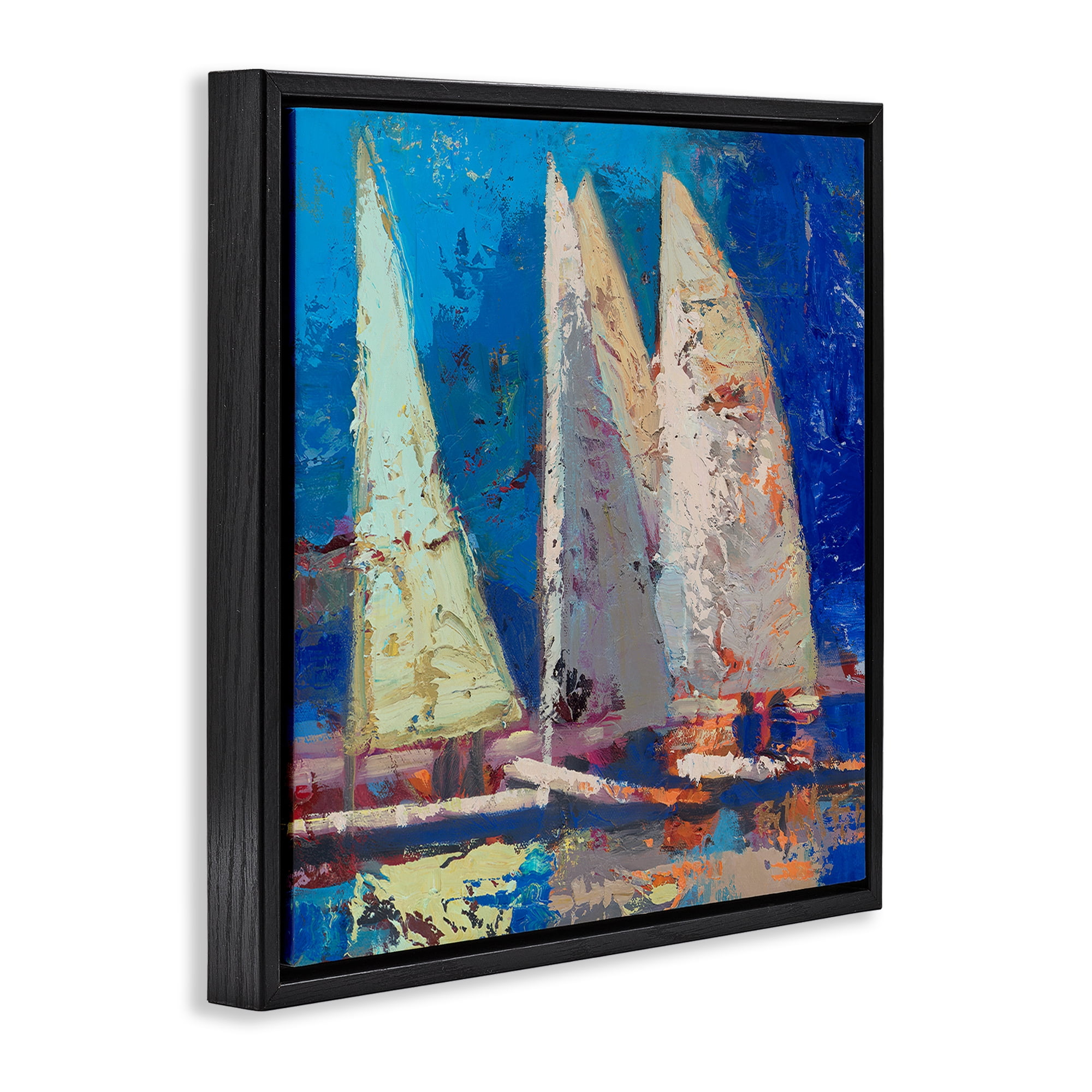 Stupell Industries A Strong Wind Sailboats Black Framed Floater Canvas Wall Art, design by Beth A. Forst