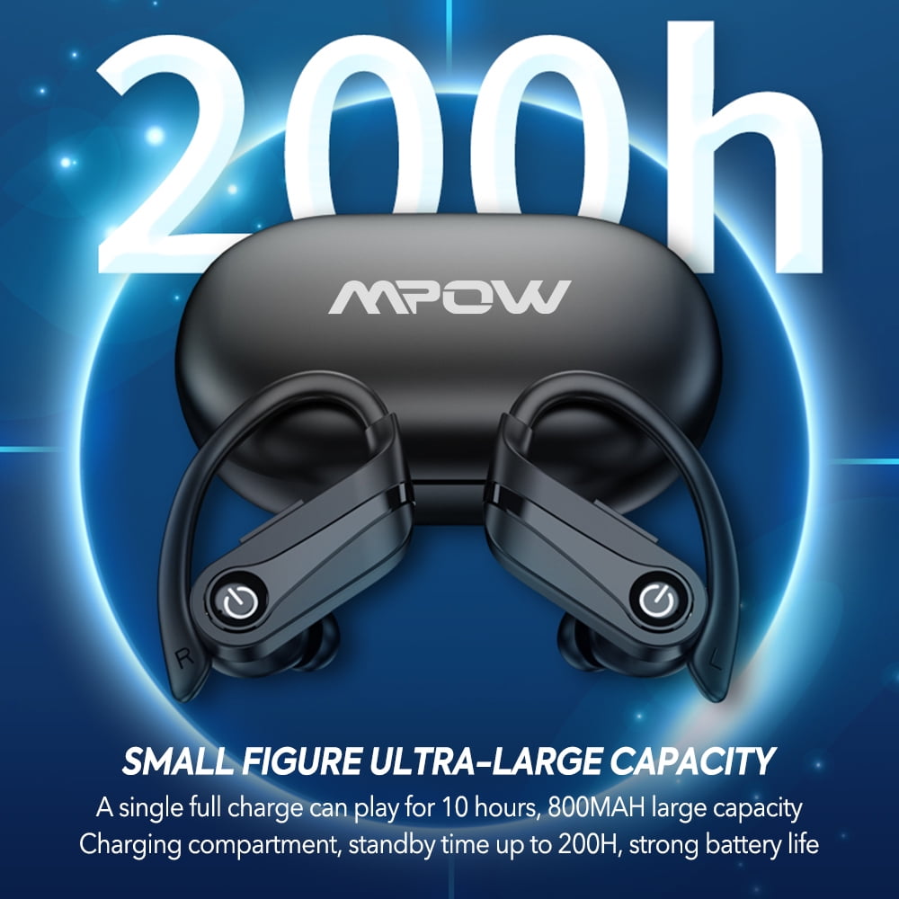 MPOW Bluetooth 5.3 Sport Earbuds, Wireless Headphones with Mic and LED Digital Display, IPX7 Waterproof Over Ear Earphones for Sports Running