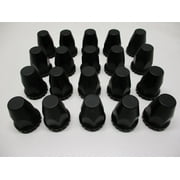 (20) Wheel Lugnut Black Plastic 33mm Thread On Nut Covers Caps / 2 3/4"