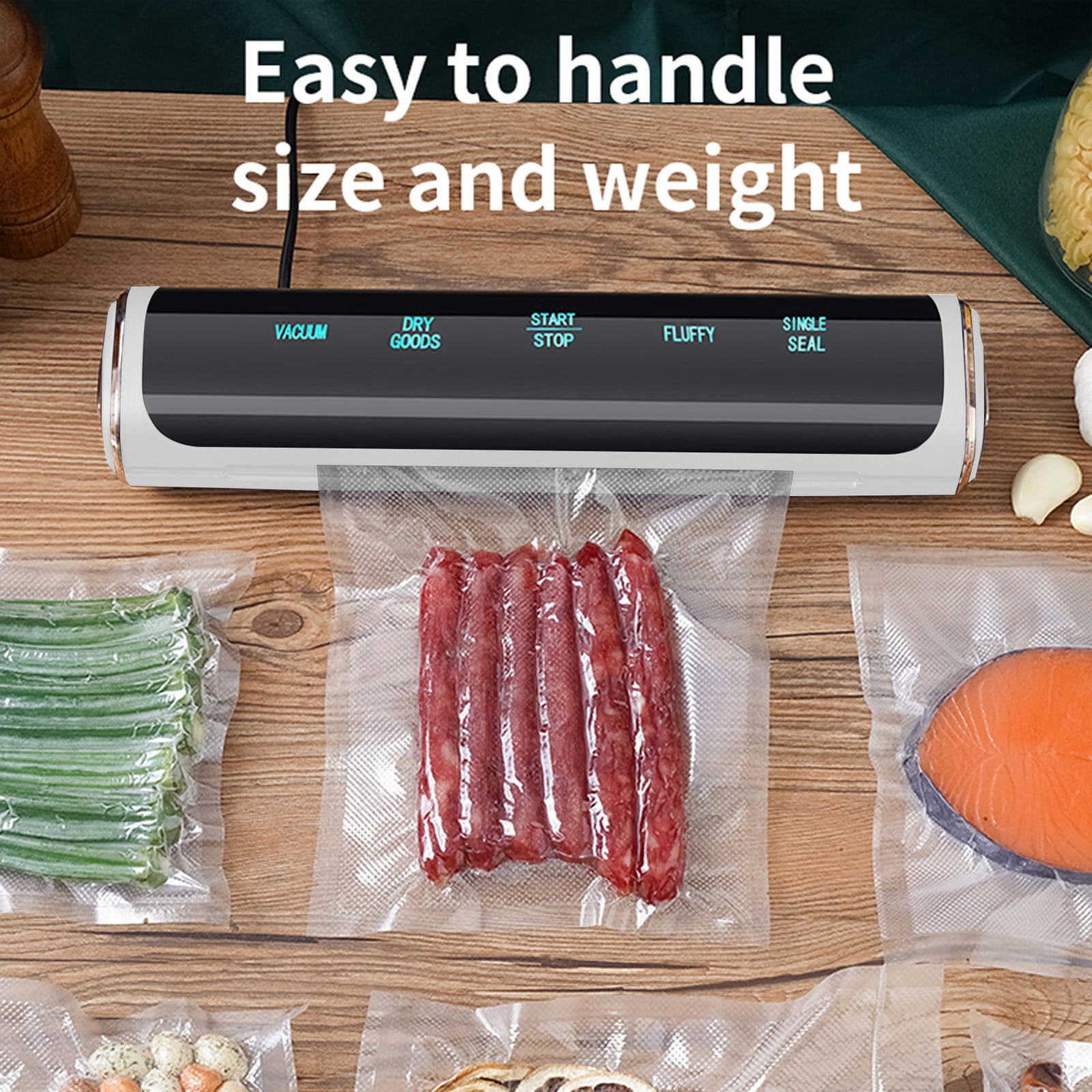 Food Vacuum Sealer Machine With 10 Vacuum Storage Bags For Dry And Moist Foods Airtight Kitchen Sealing Device 120 W 110 V