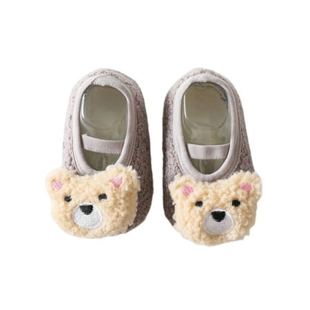

Lacyhop Girls Boys Socks First Walker Sock Shoes Non-Slip Floor Slippers House Lightweight Home Shoe Cute Soft Soles Slipper Gray Bear 8C