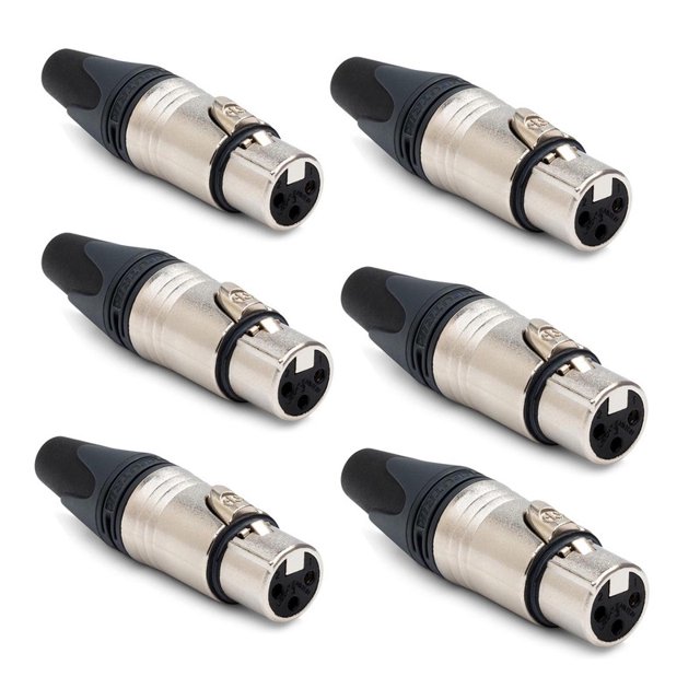 Set de 6 Conectores XLR Neutrik NC3FXX Hembra Niquel