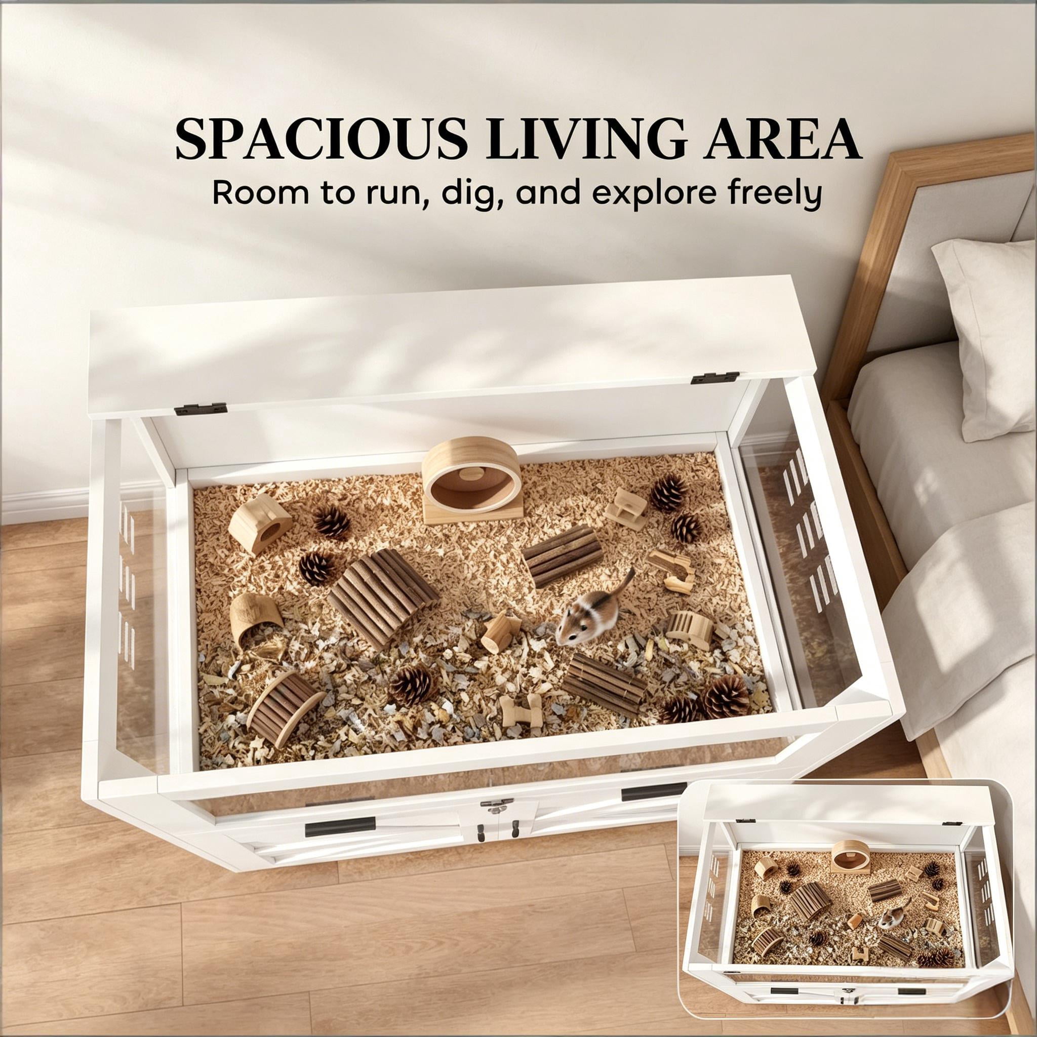 Spacious Pet Cage, Hamster Cage, Hedgehogs Cage with a Removable Sliding Tray and a lift-up Top