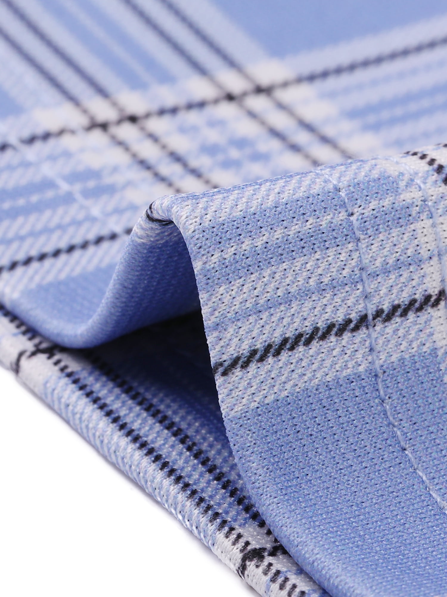 DARING DIVA Women's Tartan Plaid Pants Elastic Waist Straight Trousers XS Light Blue