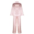 thumbnail image 5 of Roncen Women's Satin Pajama Set Long Sleeve Button Down Sleepwear 2-Piece Silky Pj Set, 5 of 8