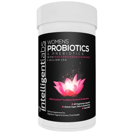 Intelligent Labs Women's 6 Billion CFU Probiotics with Prebiotics | With Cranberry & D-Mannose | Vaginal & Digestive Support | 60 Capsules (60-day Supply)