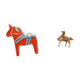 thumbnail image 1 of Figura sueca creativa de animal de escritorio, estatua de caballo tradicional de Dalecarlia, adorno de madera y latón hecho a mano con pintura artísti, 1 of 7