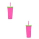 thumbnail image 1 of Toystoory Vaso de paja de plástico de doble capa de Color caramelo, botella de café, té, leche, vaso de coche de gran capacidad esmerilado Rosa fluorescente roja 2piezas, 1 of 6