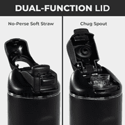 HydroJug Ease2o Insulated Stainless Steel Water Bottle with Straw & Chug Lid, Leak-Resistant, Cup Holder Friendly – 40oz, Black